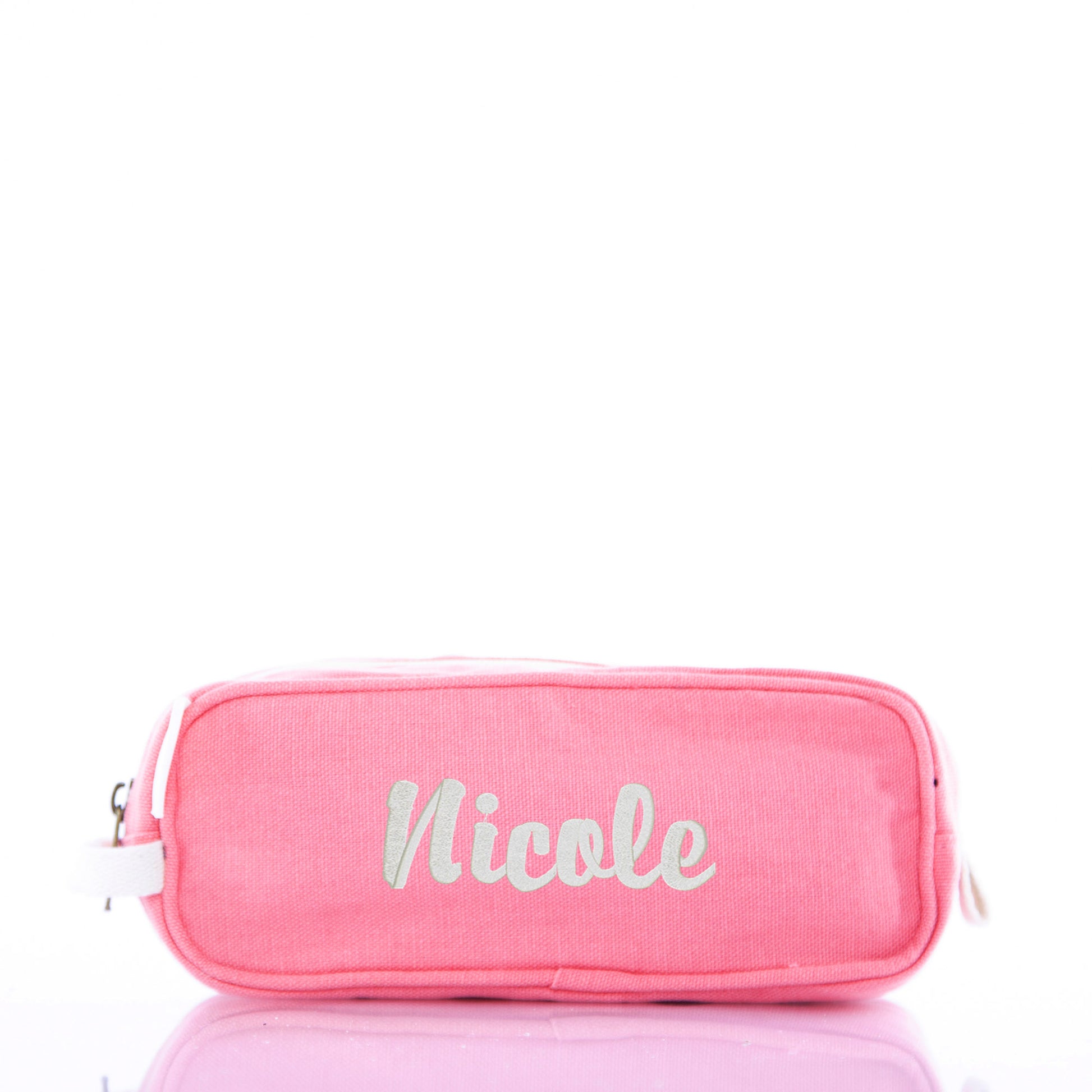 Personalized Kids Travel Kit for Organized Toiletries, Coral personalized front