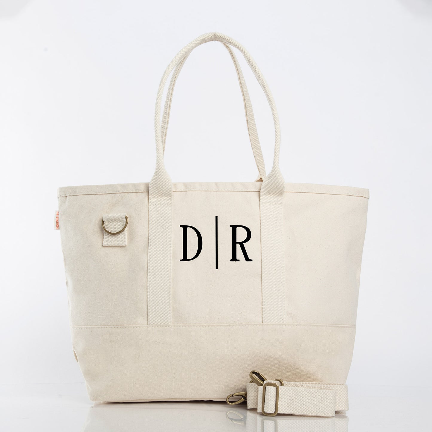 Personalized Colorblock Utility Tote for Everyday Carry, Natural personalized front