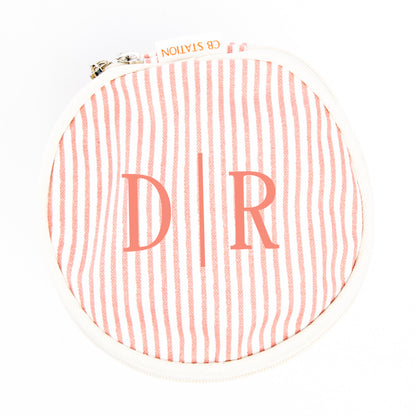 Personalized Stripes Circle Case for Pretty Keepsakes, Rose Tan personalized front