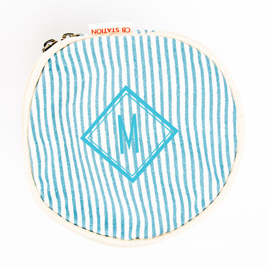 Personalized Stripes Circle Case for Pretty Keepsakes, Clear Sky personalized front