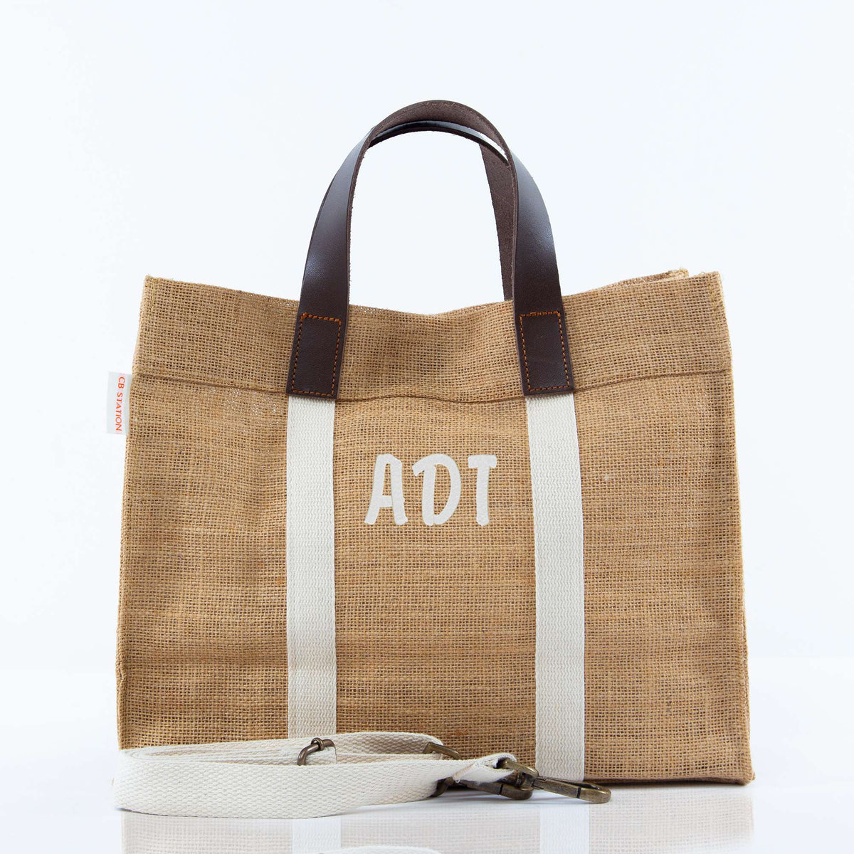 Personalized Mini Advantage Tote Bag for Everyday Carry, Jute personalized front