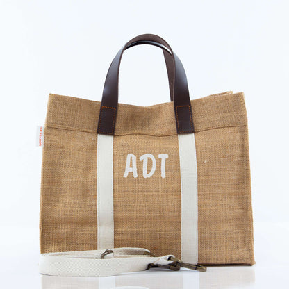 Personalized Mini Advantage Tote Bag for Everyday Carry, Jute personalized front