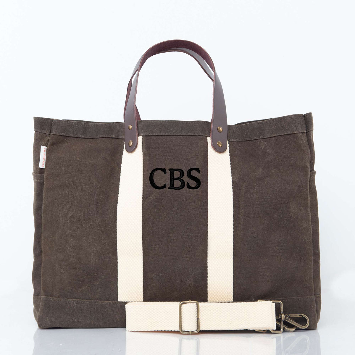 Personalized Waxed Commute Tote for Everyday Carry, Olive personalized front