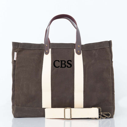 Personalized Waxed Commute Tote for Everyday Carry, Olive personalized front