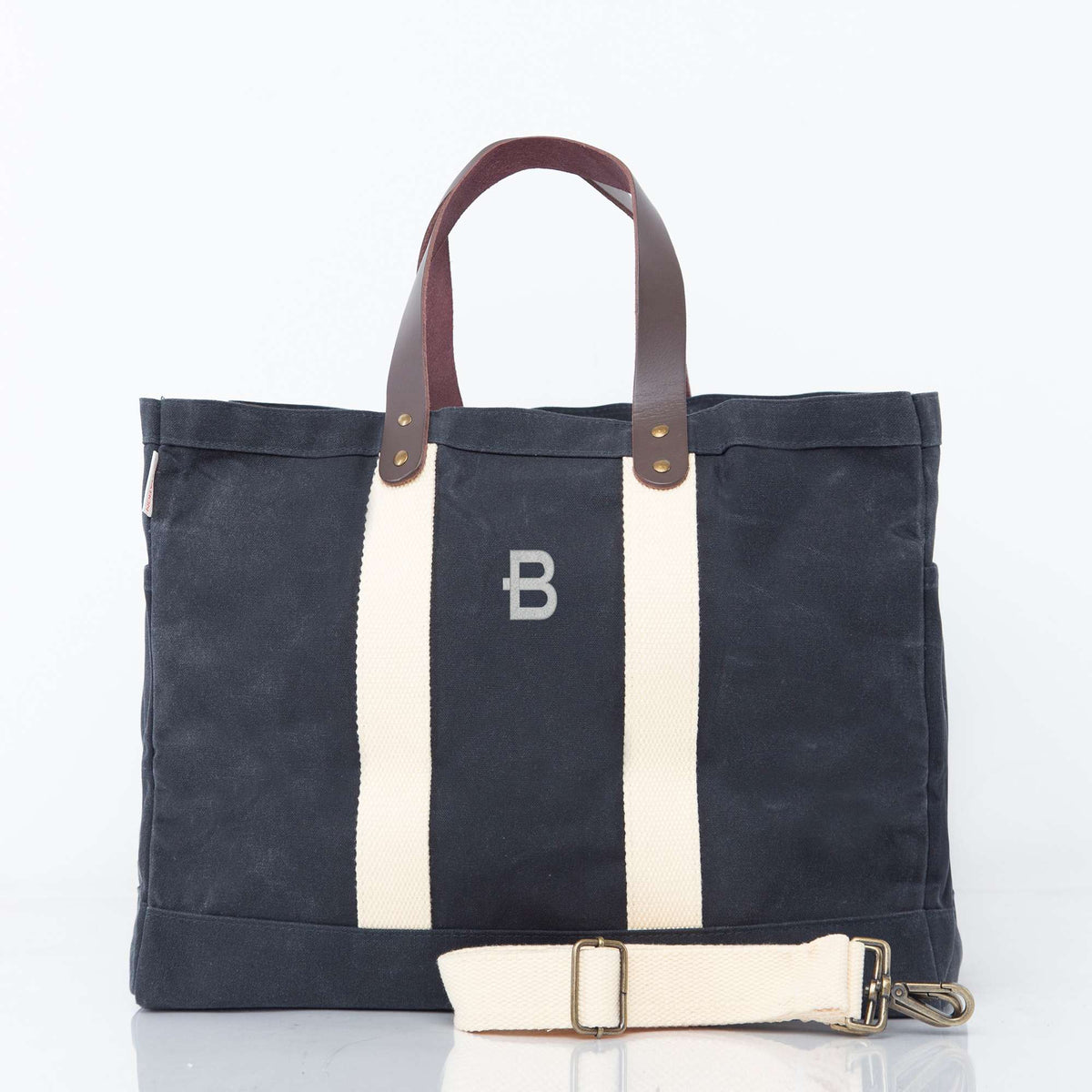 Personalized Waxed Commute Tote for Everyday Carry, Slate personalized front