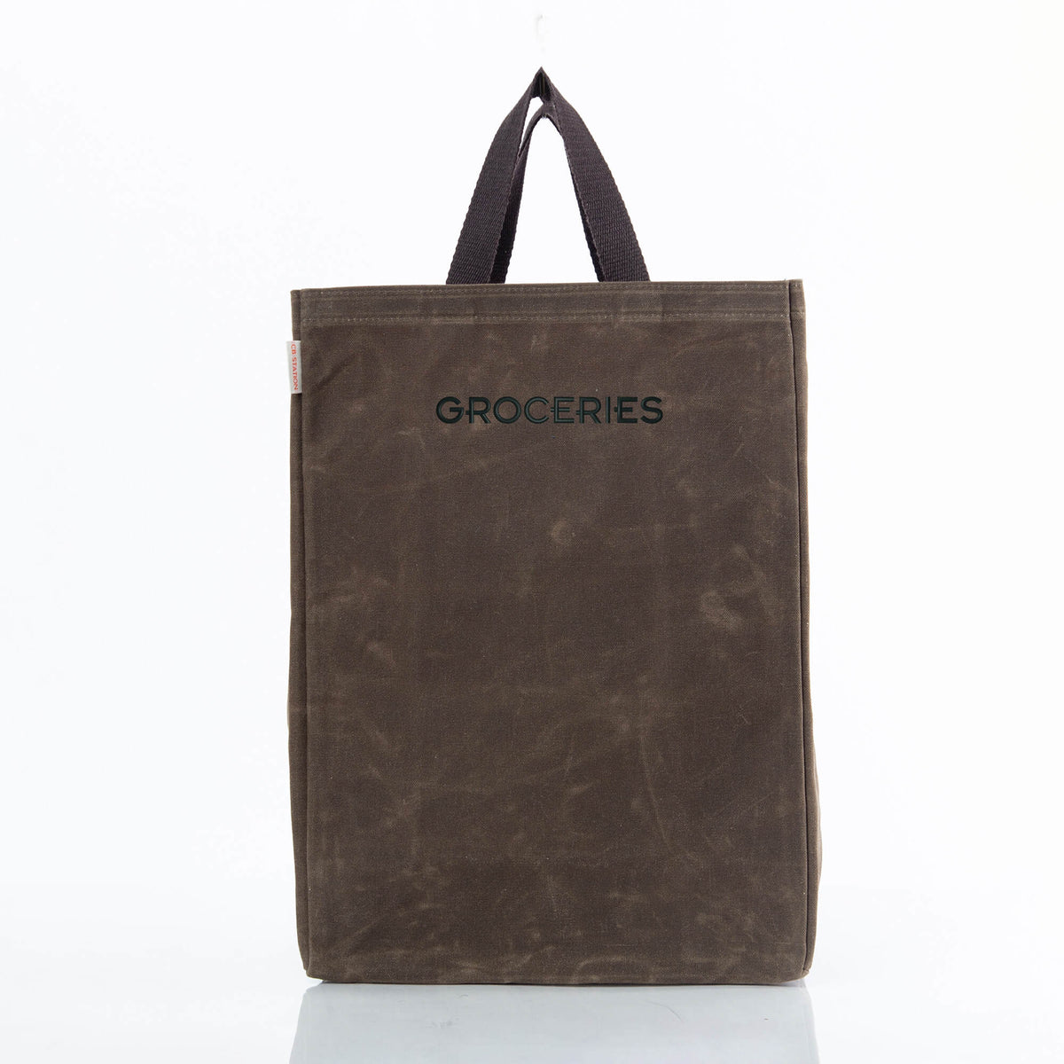 Personalized Waxed Canvas Market Tote for Fresh Finds, Olive personalized front