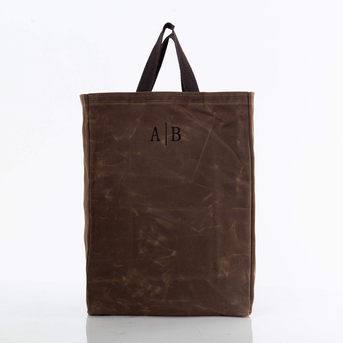 Personalized Waxed Canvas Market Tote for Fresh Finds, Khaki personalized front
