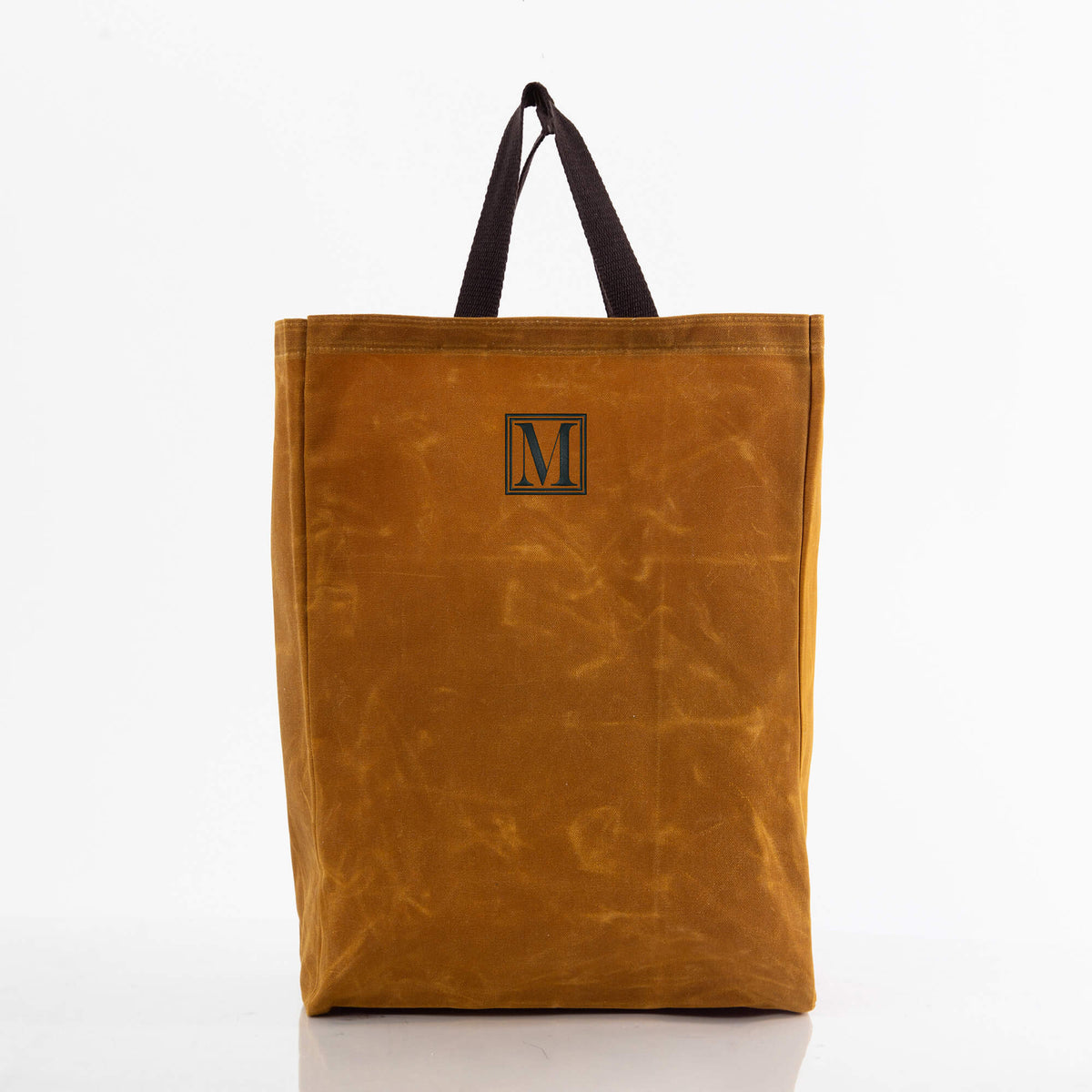 Personalized Waxed Canvas Market Tote for Fresh Finds, Yellow personalized front