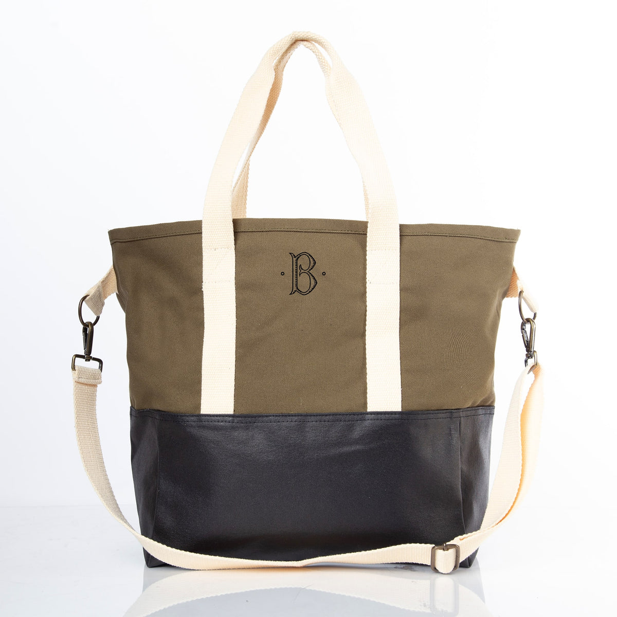 Personalized Adventure Tote for Everyday Adventures, Black & Emerald personalized front
