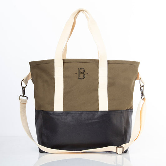 Personalized Adventure Tote for Everyday Adventures, Black & Emerald personalized front