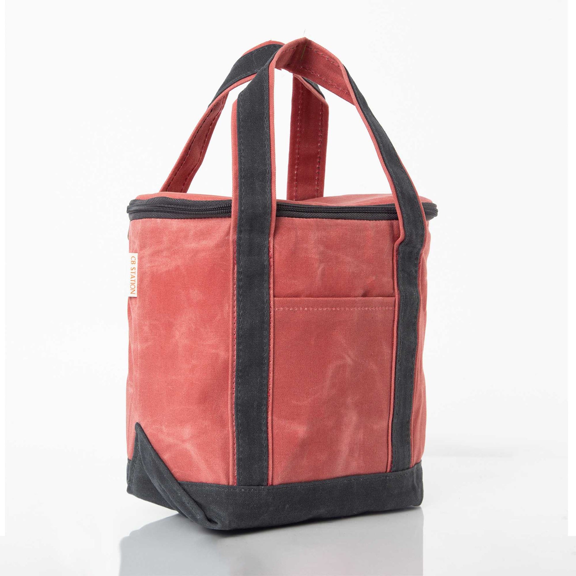 Personalized Small Waxed Lunch Cooler for Fresh Lunches, Nautical Red alternate view 3