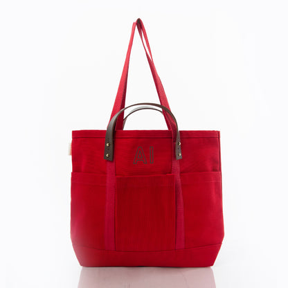 Personalized CanvasCraft Leather Tote for Everyday Carry, Red personalized front