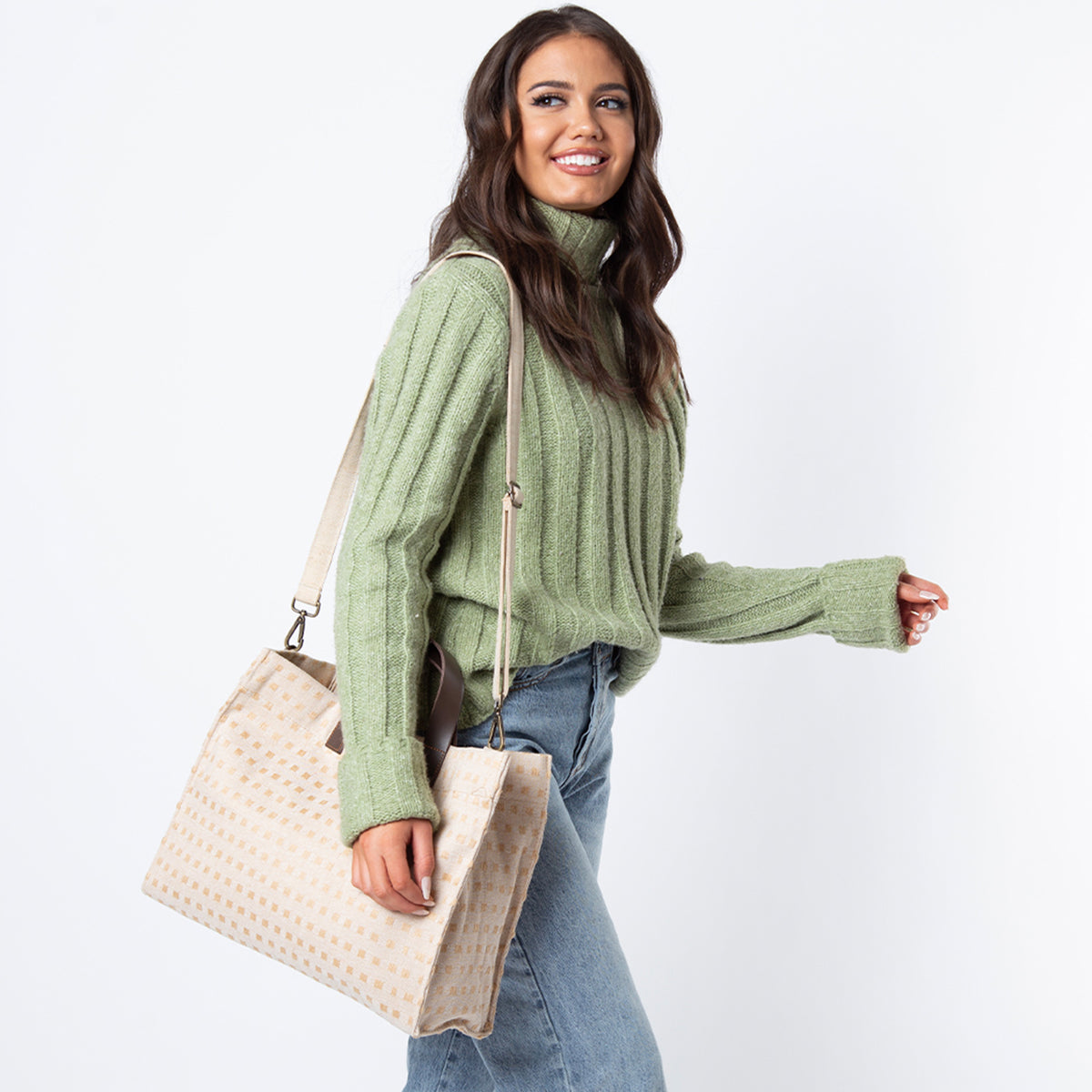 Personalized Jute & Leather Satchel for Everyday Elegance, Jute alternate view 3