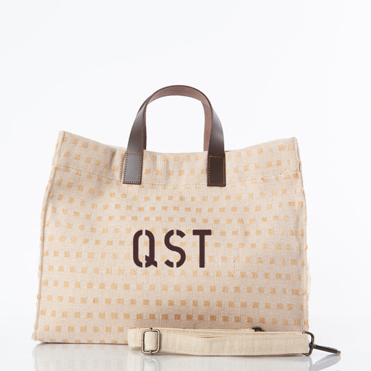 Personalized Jute & Leather Satchel for Everyday Elegance, Jute personalized front