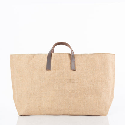 Personalized Natural Fiber & Leather Tote for Everyday Carry, Jute alternate view 1