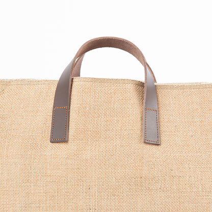 Personalized Natural Fiber & Leather Tote for Everyday Carry, Jute alternate view 4
