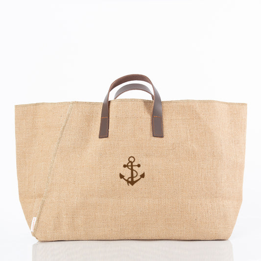 Personalized Natural Fiber & Leather Tote for Everyday Carry, Jute personalized front