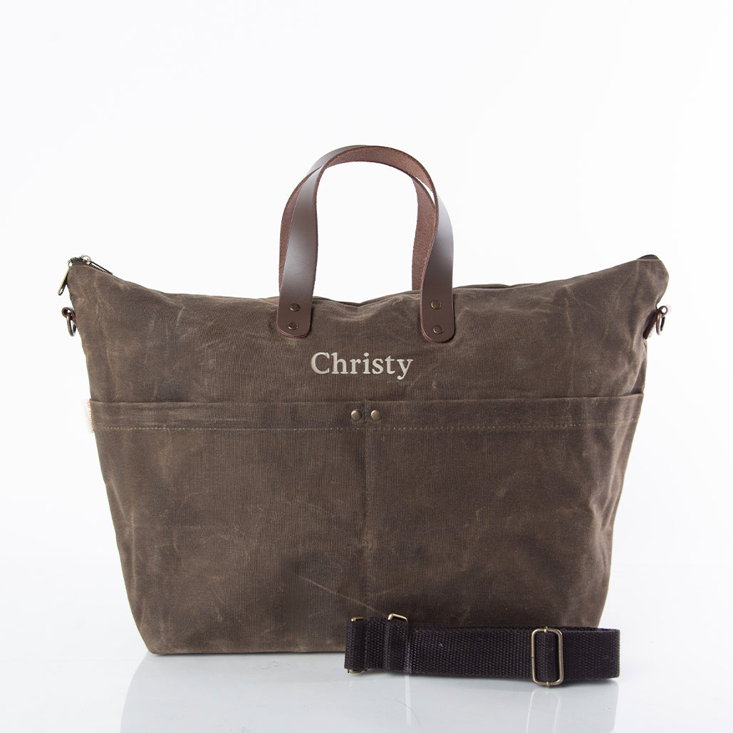 Personalized Traveler Tote for Everyday Carry, Olive personalized front