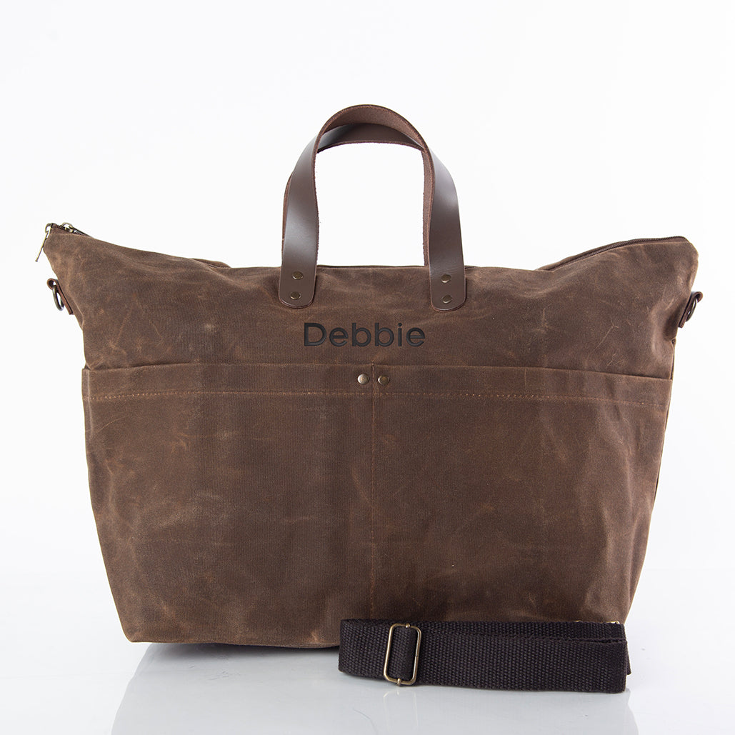 Personalized Traveler Tote for Everyday Carry, Khaki personalized front