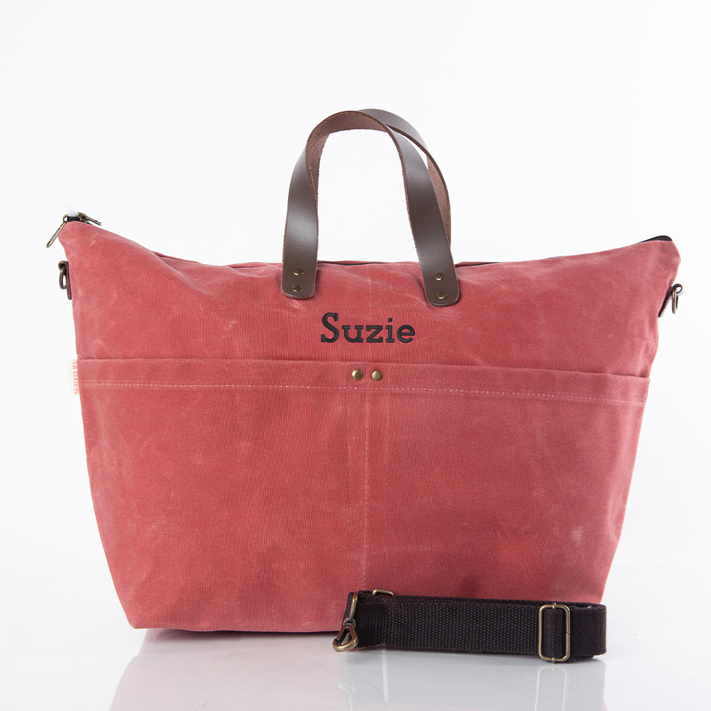 Personalized Traveler Tote for Everyday Carry, Nautical Red personalized front