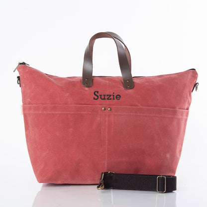 Personalized Traveler Tote for Everyday Carry, Nautical Red personalized front