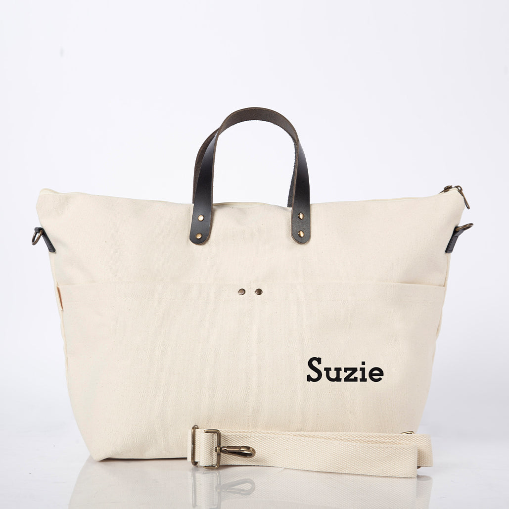 Personalized Traveler Tote for Everyday Carry, Natural personalized front