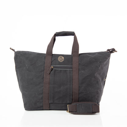 Personalized Voyager Weekender Bag for Short Getaways, Black personalized front
