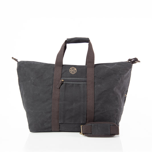 Personalized Voyager Weekender Bag for Short Getaways, Black personalized front