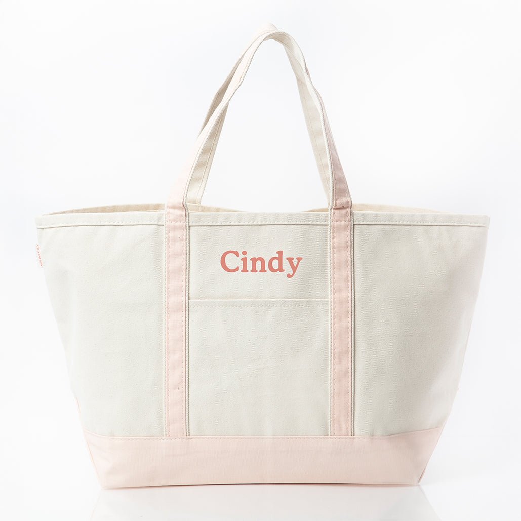 Personalized Large Classic Tote for Everyday Carry, Powder Pink personalized front