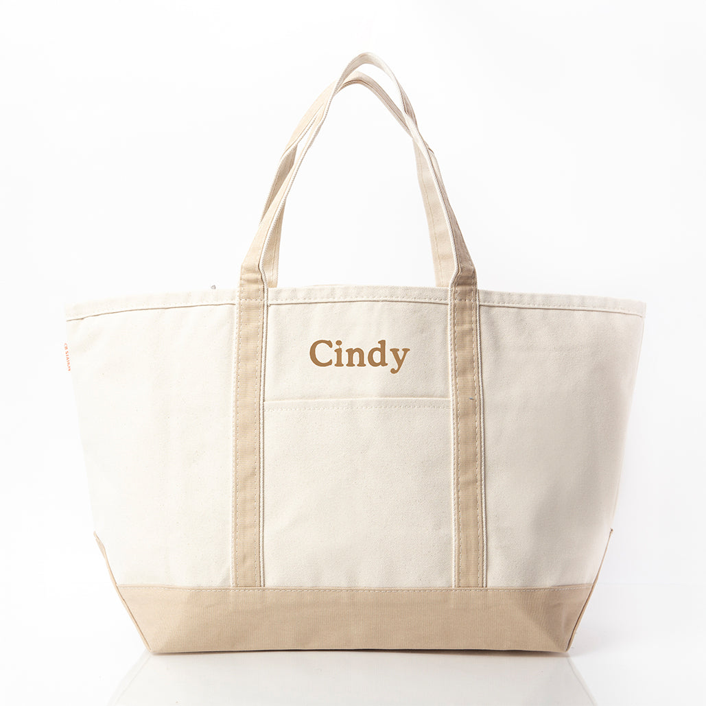 Personalized Large Classic Tote for Everyday Carry, Safari personalized front