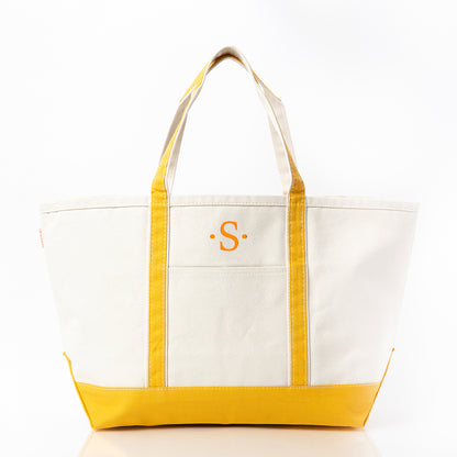 Personalized Large Classic Tote for Everyday Carry, Mustard personalized front