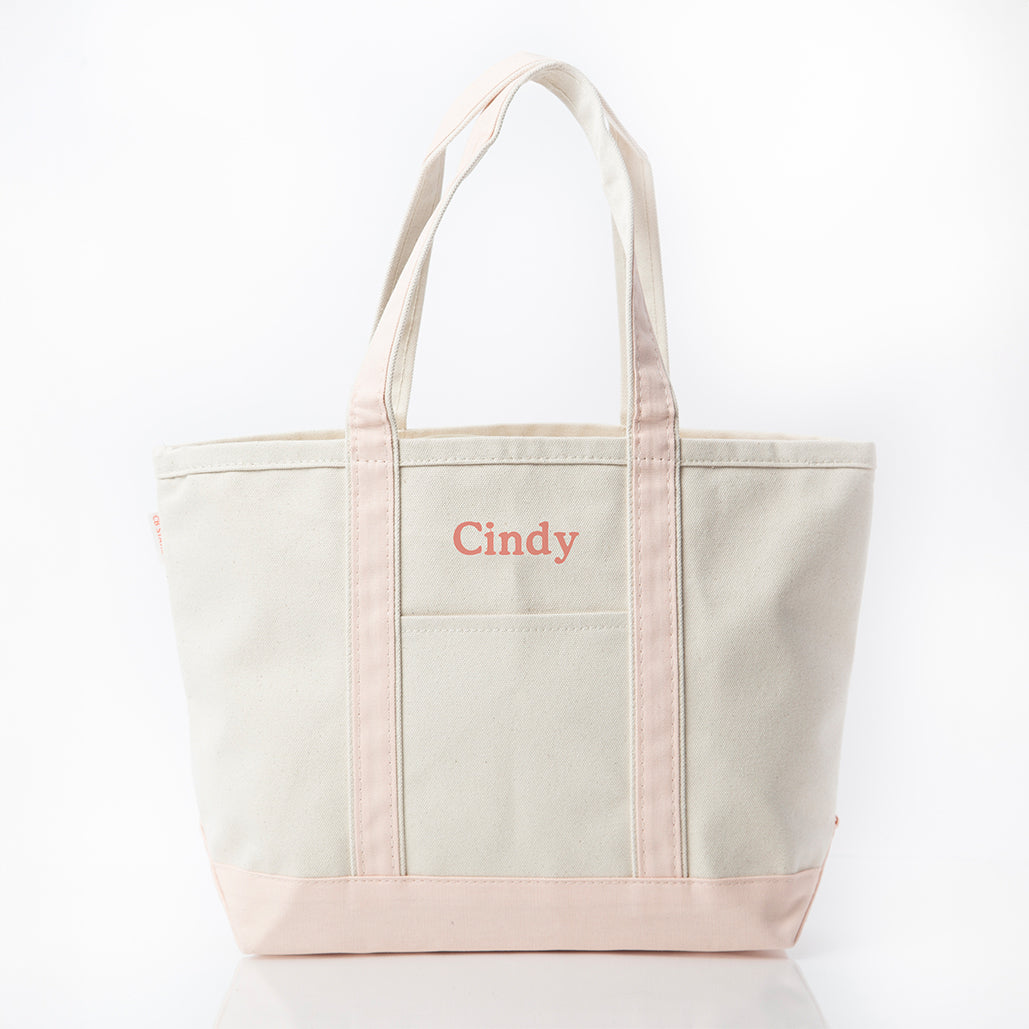 Personalized Medium Classic Tote for Everyday Carry, Powder Pink personalized front