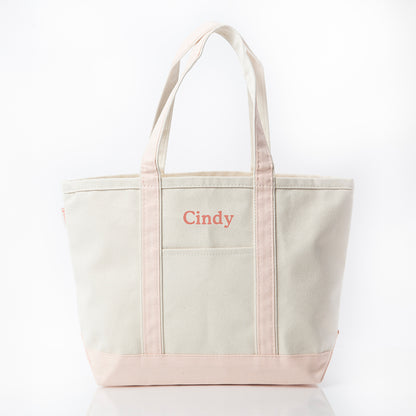 Personalized Medium Classic Tote for Everyday Carry, Powder Pink personalized front
