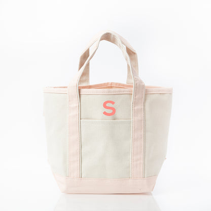 Personalized Handy Open Top Tote for Everyday Carry, Powder Pink personalized front