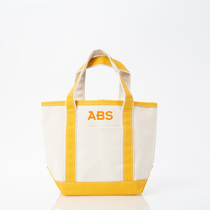 Personalized Handy Open Top Tote for Everyday Carry, Mustard personalized front
