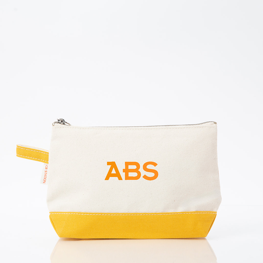 Personalized Makeup Bag for Beauty on the Go, Mustard personalized front