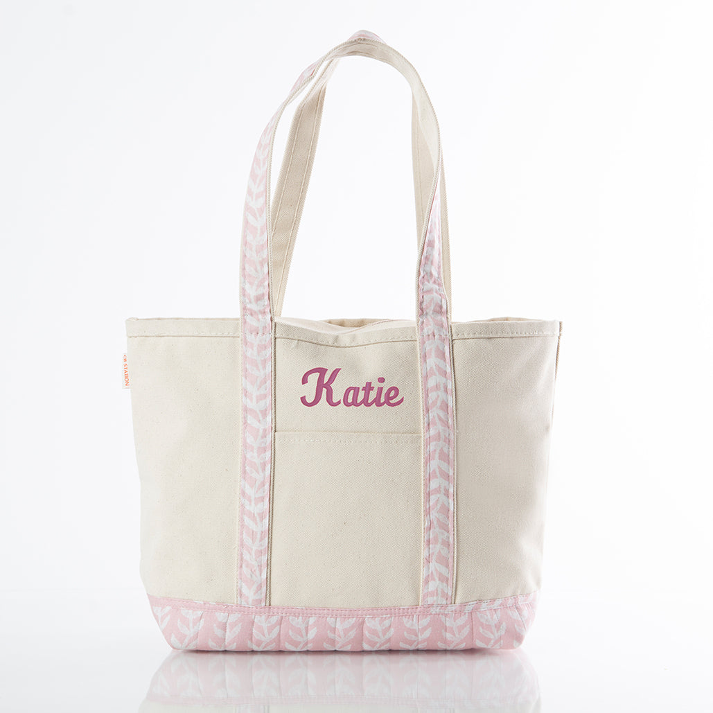 Personalized Block Print Classic Tote for Everyday Carry, Powder Pink personalized front