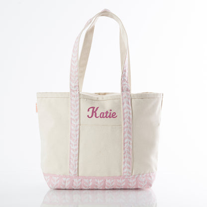 Personalized Block Print Classic Tote for Everyday Carry, Powder Pink personalized front