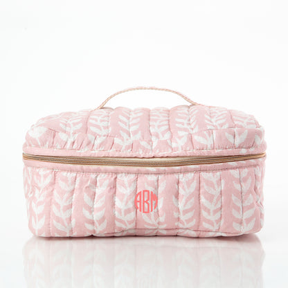 Personalized Block Print Train Case for Pretty Keepsakes, Powder Pink personalized front