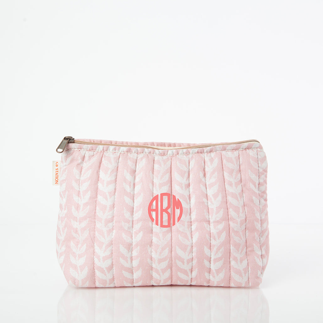 Personalized Block Print Clutch Bag for Date Night, Powder Pink personalized front