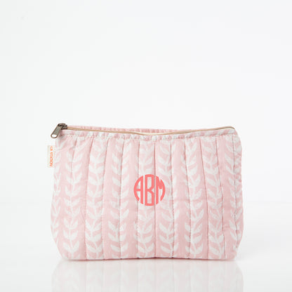 Personalized Block Print Clutch Bag for Date Night, Powder Pink personalized front