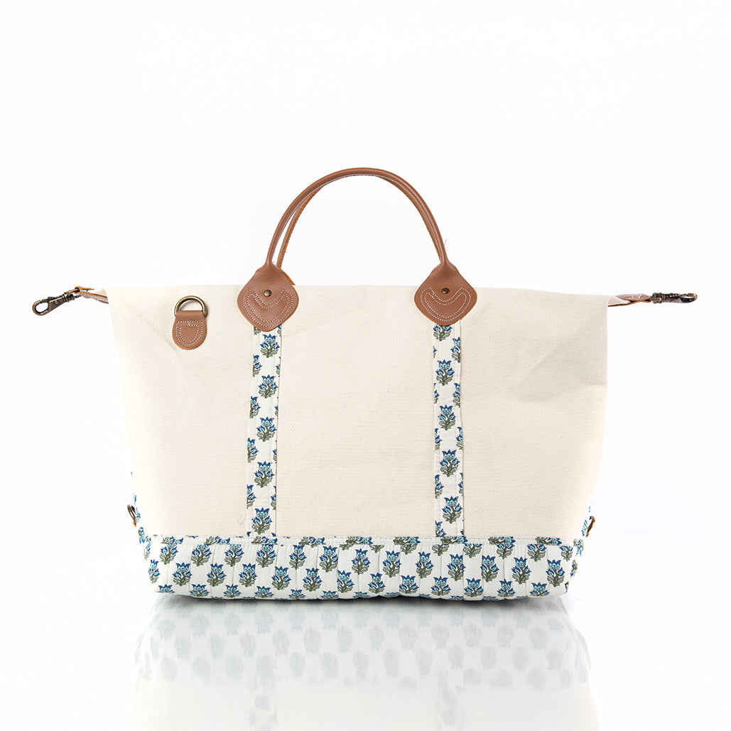 Personalized Block Print Weekender Bag for Short Getaways, Aqua alternate view 1
