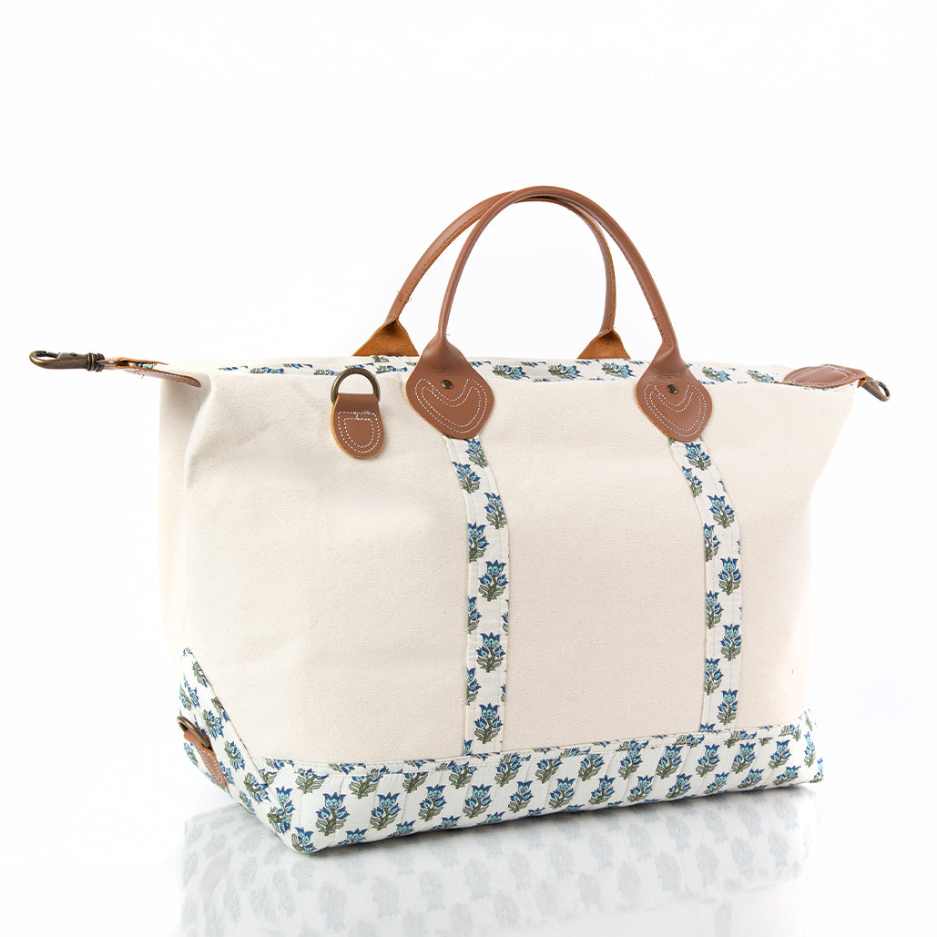 Personalized Block Print Weekender Bag for Short Getaways, Aqua alternate view 3