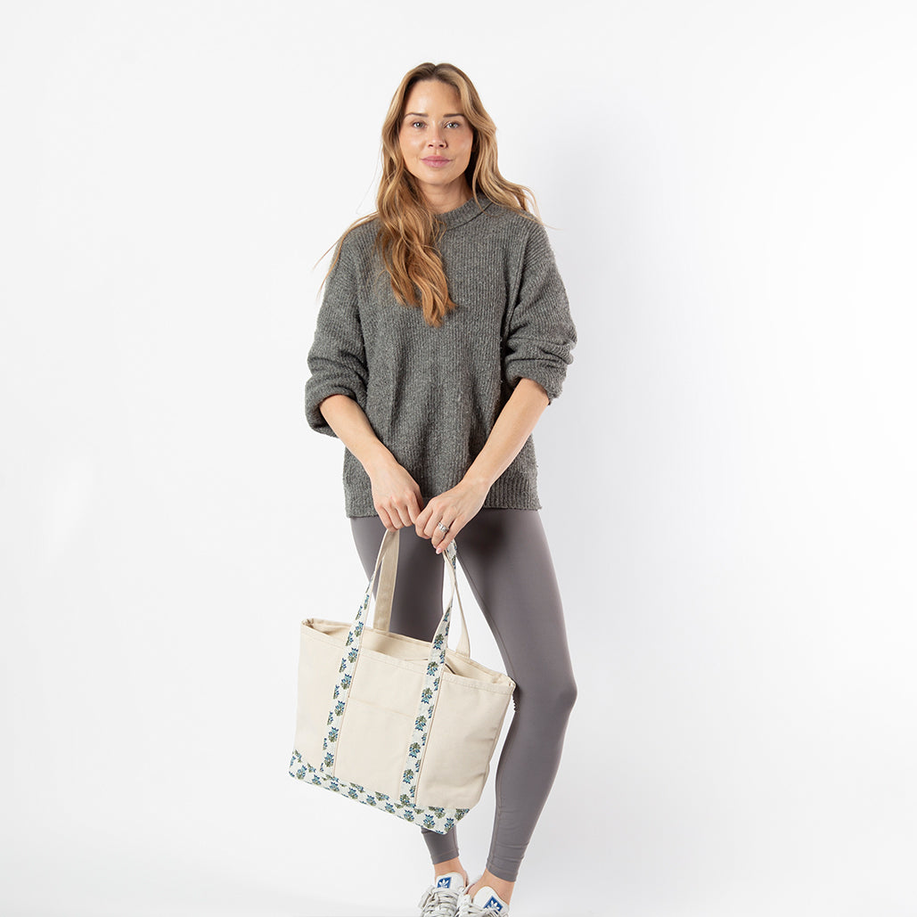 Personalized Block Print Classic Tote for Everyday Carry, Aqua alternate view 4
