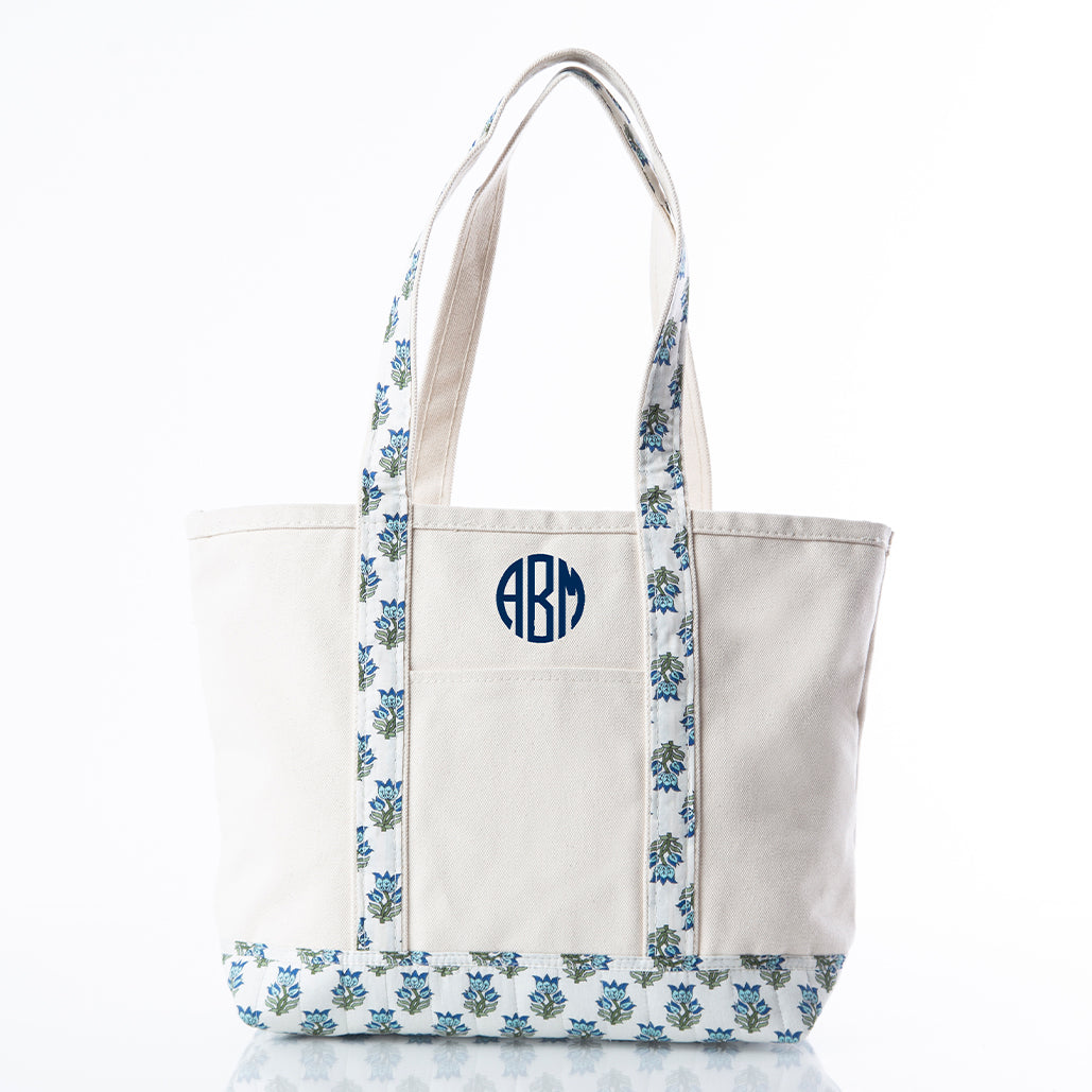 Personalized Block Print Classic Tote for Everyday Carry, Aqua personalized front