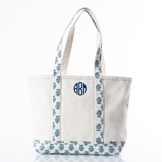 Personalized Block Print Classic Tote for Everyday Carry, Aqua personalized front