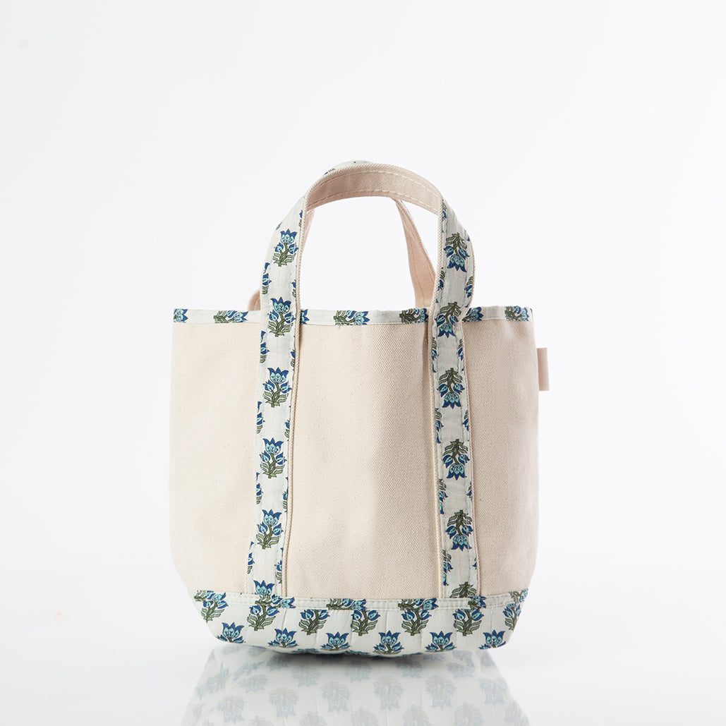 Personalized Block Print Handy Open Tote for Everyday Carry, Aqua alternate view 1