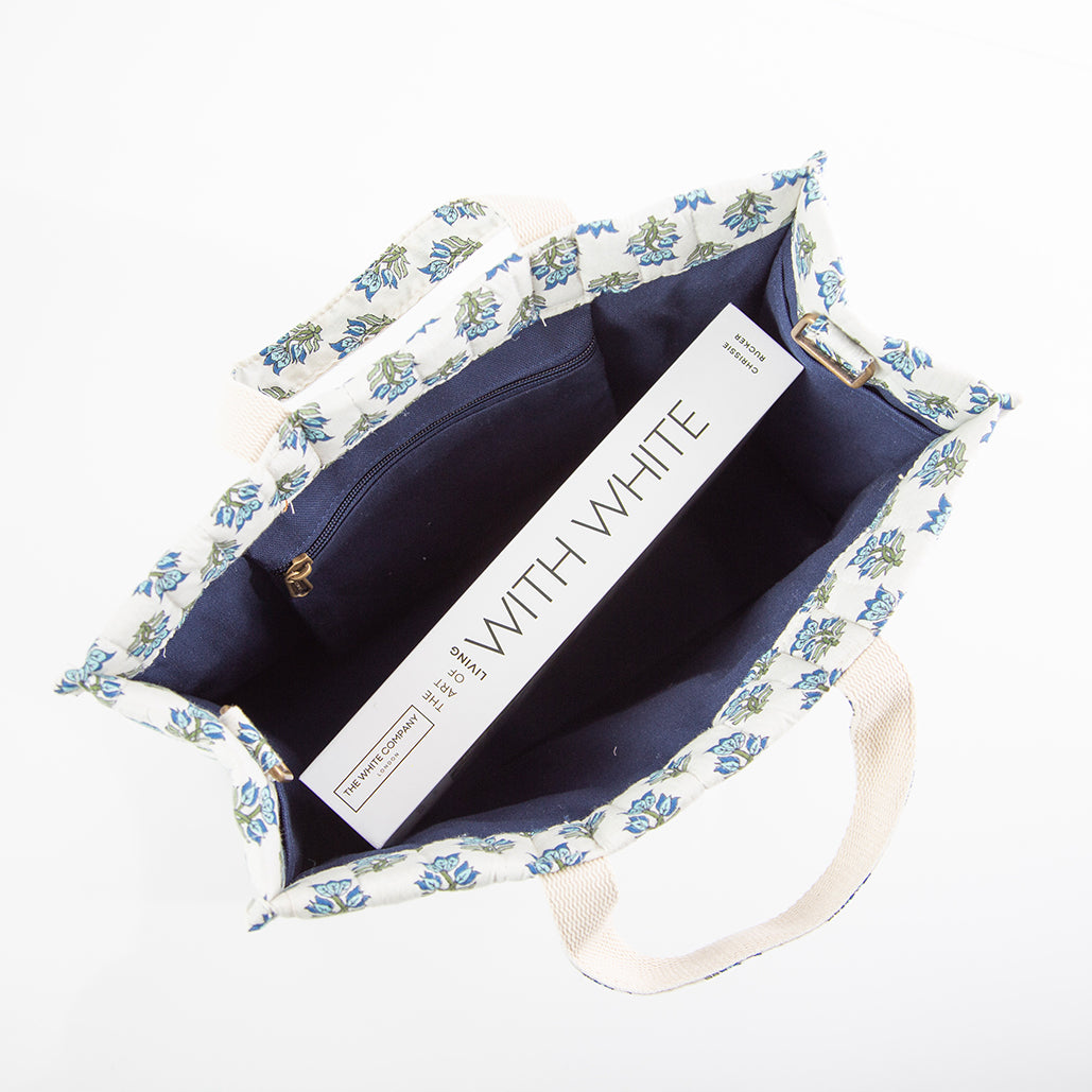 Personalized Block Print Tote for Everyday Carry, Aqua alternate view 2