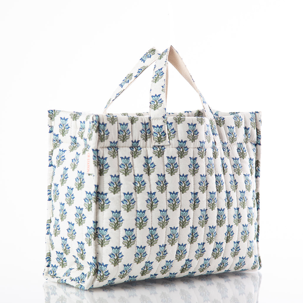 Personalized Block Print Tote for Everyday Carry, Aqua alternate view 3