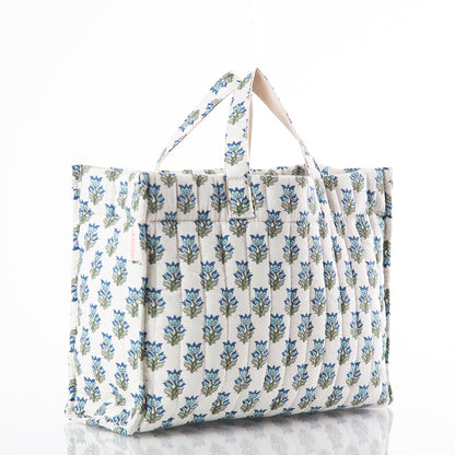 Personalized Block Print Tote for Everyday Carry, Aqua alternate view 3